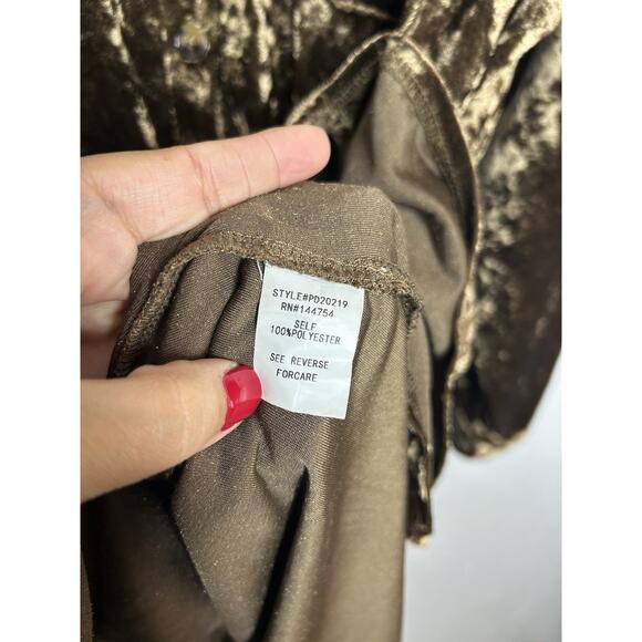 Davi & Dani Brown Crushed Velvet Button Up Tunic Shirt Dress Holidays Party 1XL - Picture 8 of 11